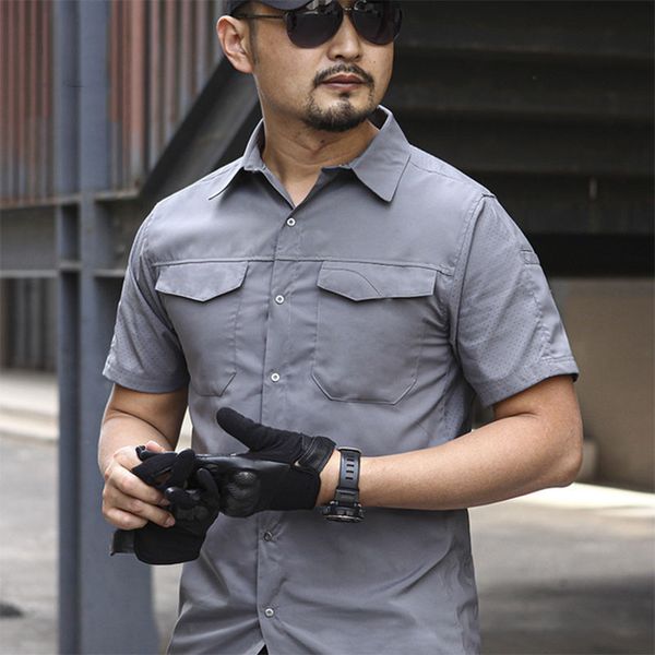 men summer outdoor ultra-thin tactical quick dry shirts breathable wear-resistant lapel shirt climbing training army fan, Gray;blue
men summer outdoor ultra-thin tactical quick dry shirts breathable wear-resistant lapel shirt climbing training army fan, Gray;blue