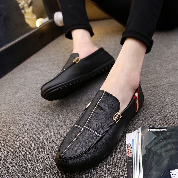 2020 fashion summer men's casual leather low-shoes non-slip wear-resistant golden stripes walking shoes, Black
2020 fashion summer men's casual leather low-shoes non-slip wear-resistant golden stripes walking shoes, Black
