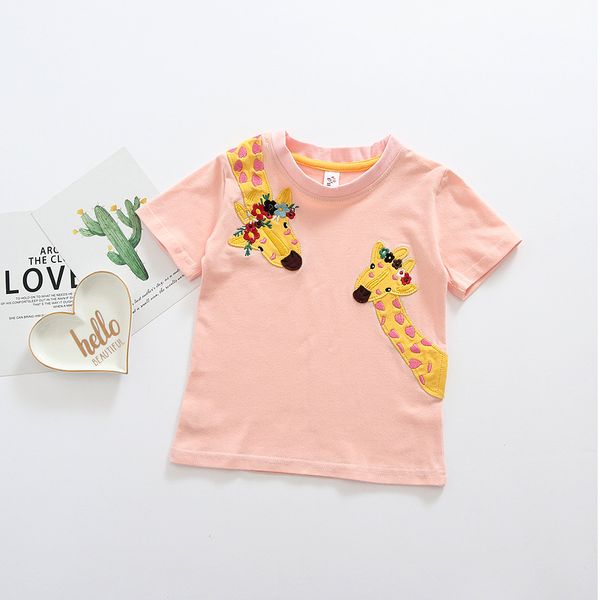 EW foreign trade children's wear 2019 summer new short sleeve cartoon applique giraffe cotton t-shirt Short sleeve T-shirt, Blue
EW foreign trade children's wear 2019 summer new short sleeve cartoon applique giraffe cotton t-shirt Short sleeve T-shirt, Blue