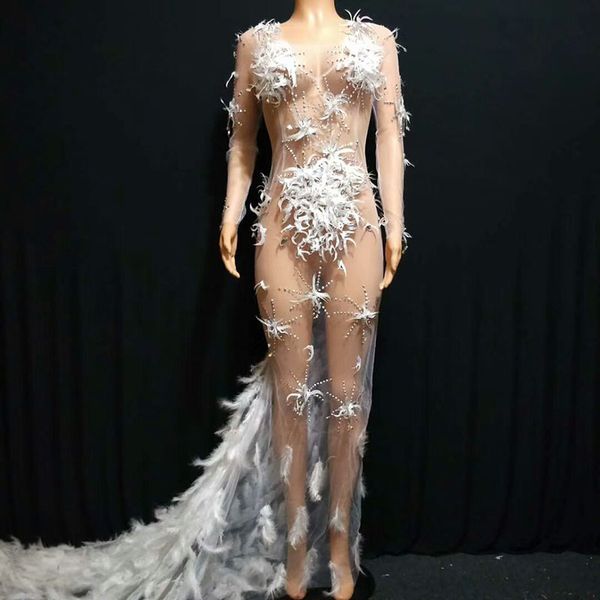 mesh rhinestone long sleeve transparent feather dress one -piece one-piece party dresses bar stage costumes for singers, Black;red
mesh rhinestone long sleeve transparent feather dress one -piece one-piece party dresses bar stage costumes for singers, Black;red