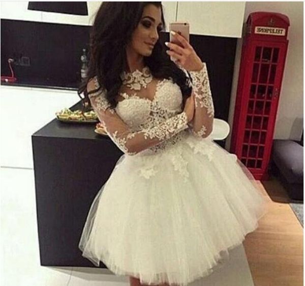 simple cocktail dresses 2020 jewel white tulle illusion long sleeve lace applique short mini a line party graduation formal homecoming gowns, Red
simple cocktail dresses 2020 jewel white tulle illusion long sleeve lace applique short mini a line party graduation formal homecoming gowns, Red