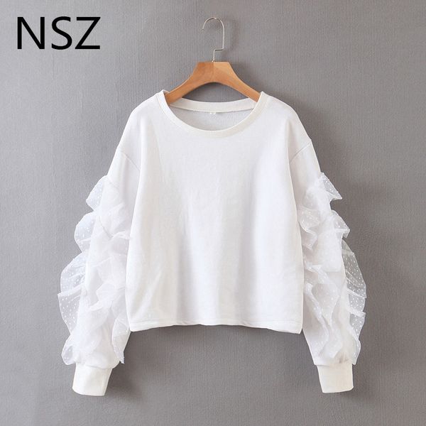 women's hoodies & sweatshirts nsz women white crop polka dot mesh tiered ruffles sleeve oversized sweatshirt hoody ladies cropped pullo, Black
women's hoodies & sweatshirts nsz women white crop polka dot mesh tiered ruffles sleeve oversized sweatshirt hoody ladies cropped pullo, Black