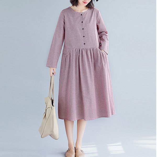 johnature 2020 spring korean plaid pockets button a-line dress new casual o-neck full sleeve loose women dresses, Black;gray
johnature 2020 spring korean plaid pockets button a-line dress new casual o-neck full sleeve loose women dresses, Black;gray