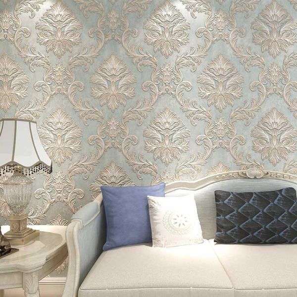 european style 3d stereo damask flocking non-woven wallpaper for bedroom living room modern simple decor 5.3 sqm wall paper roll
european style 3d stereo damask flocking non-woven wallpaper for bedroom living room modern simple decor 5.3 sqm wall paper roll