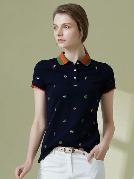 2020 women's polo shirt ha jia embroidery exquisite embroidery british casual style short sleeve top, White
2020 women's polo shirt ha jia embroidery exquisite embroidery british casual style short sleeve top, White