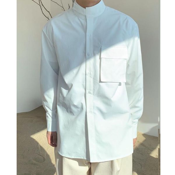 men japan korea streetwear casual loose long sleeve shirts male vintage fashion stand collar shirt, White;black
men japan korea streetwear casual loose long sleeve shirts male vintage fashion stand collar shirt, White;black