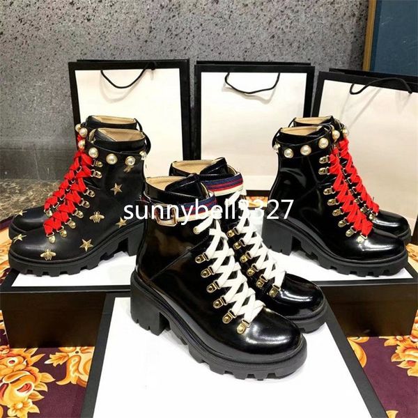 2019 female martin boots with box women's trip embroidered leather ankle boot with sylvie web booties for women shoes 5gg5, Black
2019 female martin boots with box women's trip embroidered leather ankle boot with sylvie web booties for women shoes 5gg5, Black