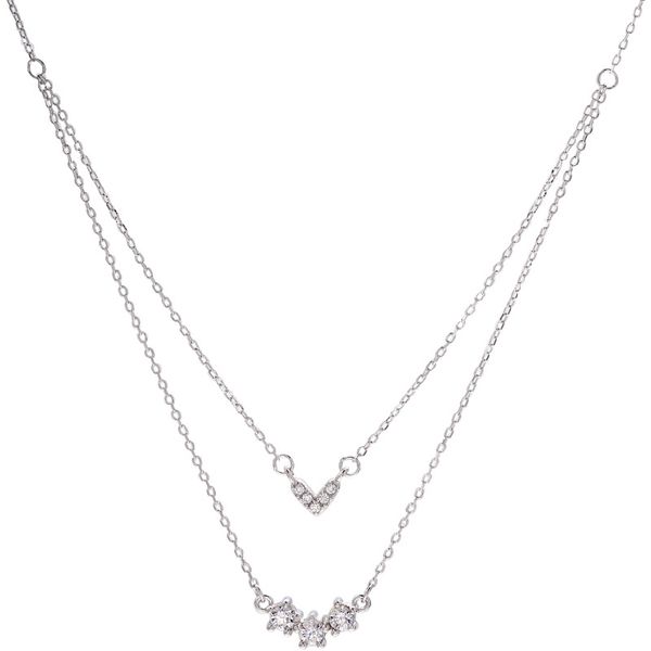 925 sterling silver korea heart zircon layered necklace rose gold chain choker necklace women fashion women accessories, Golden;silver
925 sterling silver korea heart zircon layered necklace rose gold chain choker necklace women fashion women accessories, Golden;silver