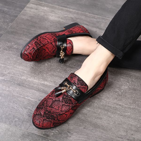 big size 5.5-13 man tassel snakeskin pattern formal shoes male casual leather shoes slip-on nightclub party 2019 new, Black
big size 5.5-13 man tassel snakeskin pattern formal shoes male casual leather shoes slip-on nightclub party 2019 new, Black