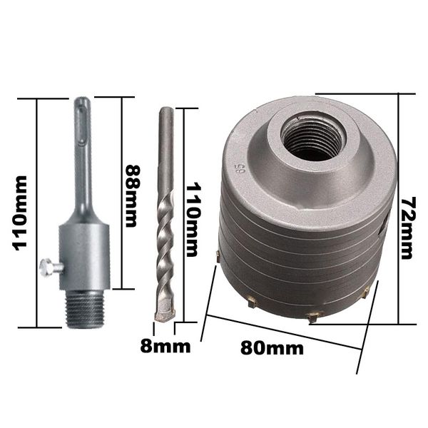 1 set sds plus 80mm concrete hole saw electric hollow core drill bit shank 110mm cement stone wall air conditioner alloy
1 set sds plus 80mm concrete hole saw electric hollow core drill bit shank 110mm cement stone wall air conditioner alloy