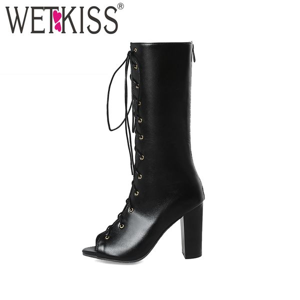 wetkiss new autumn knee high boots women high heel peep toe boots cross tied fashion summer shoes ladies pu zipper footwear, Black
wetkiss new autumn knee high boots women high heel peep toe boots cross tied fashion summer shoes ladies pu zipper footwear, Black