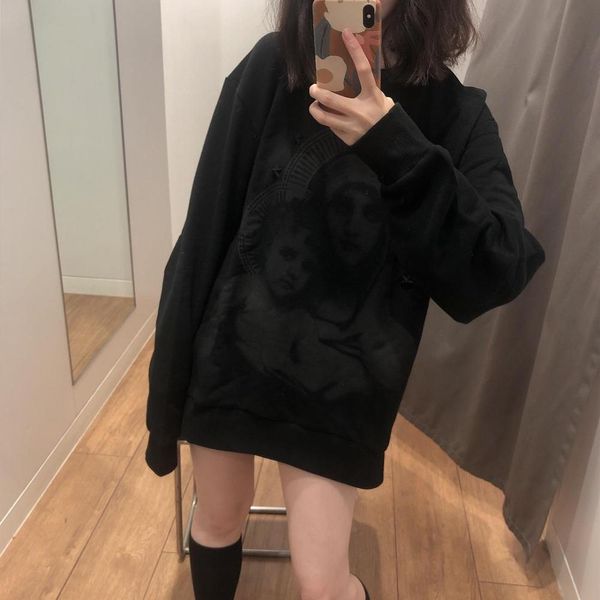 sweatshirt printed sleeve round neck autumn new men and women with the same casual acrylic sudadera mujer, Black
sweatshirt printed sleeve round neck autumn new men and women with the same casual acrylic sudadera mujer, Black