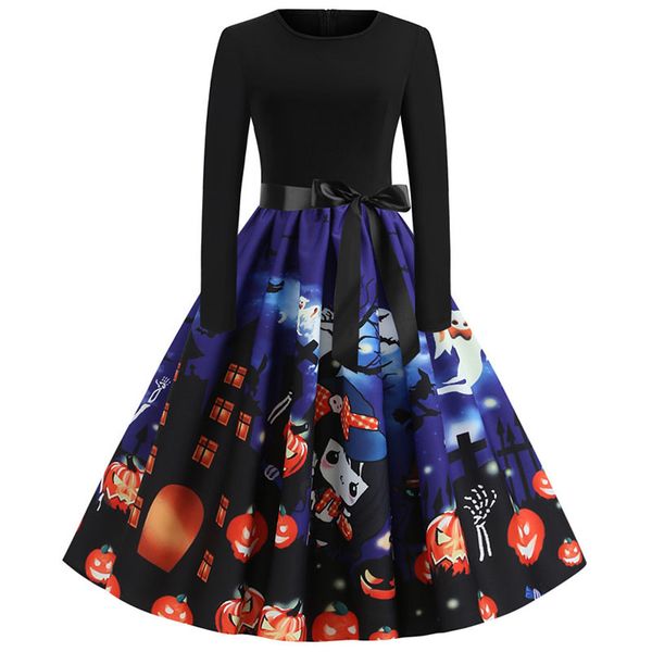 casual dresses vintage women dress long sleeve pumpkin print halloween robe high waist autumn winter midi female 2021, Black;gray
casual dresses vintage women dress long sleeve pumpkin print halloween robe high waist autumn winter midi female 2021, Black;gray