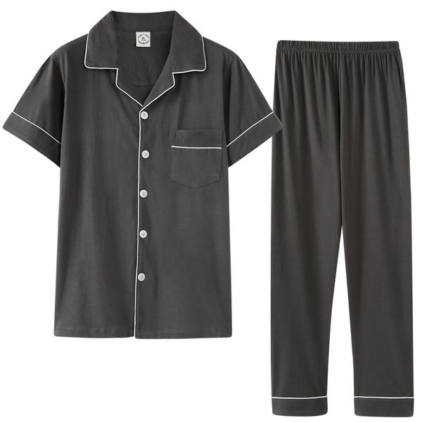new pajamas for men turn down collar fashion style solid homesuit homeclothes pajamas sets short sleeve long pants sleepwear, Black;brown
new pajamas for men turn down collar fashion style solid homesuit homeclothes pajamas sets short sleeve long pants sleepwear, Black;brown