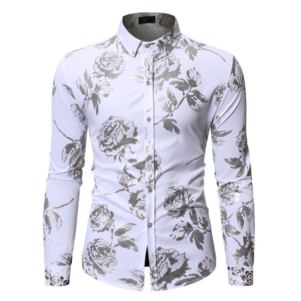 men's casual shirts shiny golden rose floral bronzing dress men 2021 slim fit long sleeve chemise homme party wedding prom shirt for, White;black
men's casual shirts shiny golden rose floral bronzing dress men 2021 slim fit long sleeve chemise homme party wedding prom shirt for, White;black