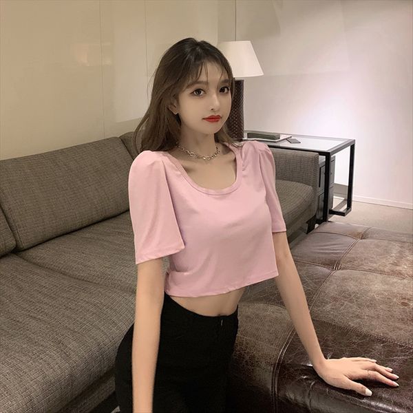 short simple pullover t-shirt female 2020 loose slim all-match solid pullover color navel top, White
short simple pullover t-shirt female 2020 loose slim all-match solid pullover color navel top, White