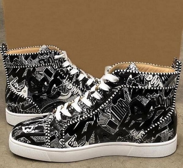 с box red bottom high cut orlato мужская flat мода кроссовки черный и белый nicograf печататься лакированной кожи люкс подошва красные туфл, Black
с box red bottom high cut orlato мужская flat мода кроссовки черный и белый nicograf печататься лакированной кожи люкс подошва красные туфл, Black