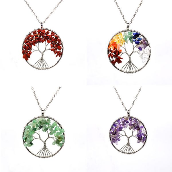 natural stone chakra tree of life quartz pendant necklaces for men women sweater chain jewelry gift, Silver
natural stone chakra tree of life quartz pendant necklaces for men women sweater chain jewelry gift, Silver