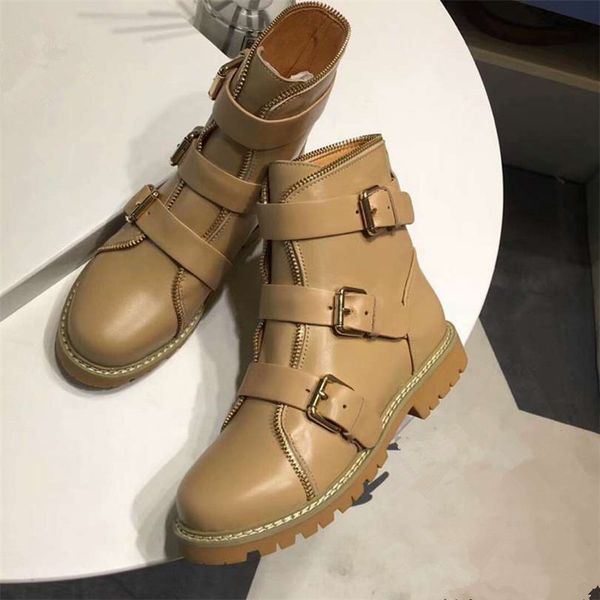 motorcycle women's 2019 boots, women's gold tights and ankle buckles, round leather shoes, Black
motorcycle women's 2019 boots, women's gold tights and ankle buckles, round leather shoes, Black