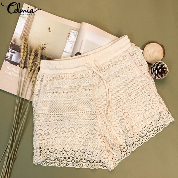 2020 celmia women white lace shorts summer beach shorts casual drawstring high waist bottoms patchwork plus size 7, White;black
2020 celmia women white lace shorts summer beach shorts casual drawstring high waist bottoms patchwork plus size 7, White;black
