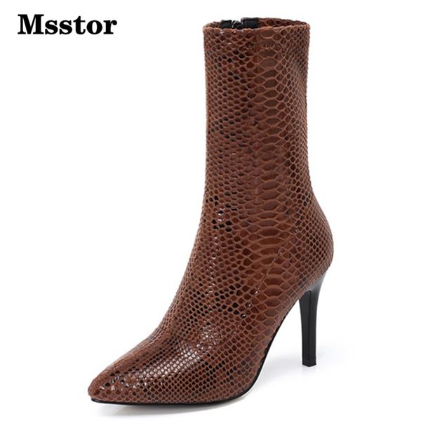msstor snake print high heel boots concise fashion zipper pointed toe ankle boots for women office casual women winter shoes, Black
msstor snake print high heel boots concise fashion zipper pointed toe ankle boots for women office casual women winter shoes, Black