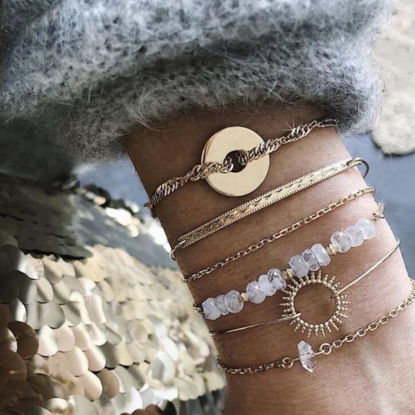 alyxuy 6 pcs/set women's fashion charm bracelets round sun geometric crystal chain gold multi-layer bracelet set wedding jewelry, Black
alyxuy 6 pcs/set women's fashion charm bracelets round sun geometric crystal chain gold multi-layer bracelet set wedding jewelry, Black