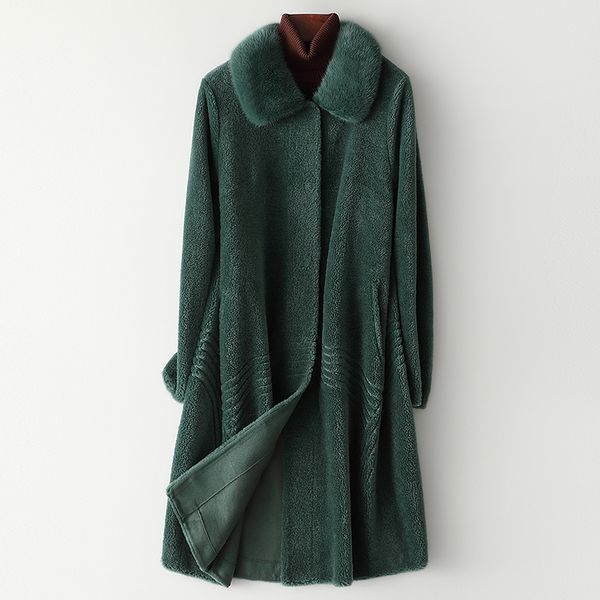 women's fur & faux real coat female vintage long collar sheep shearing jacket women autumn winter clothes 2021 korean wool 19078, Black
women's fur & faux real coat female vintage long collar sheep shearing jacket women autumn winter clothes 2021 korean wool 19078, Black