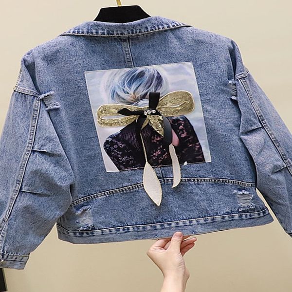 bead hole jeans jacket women bow sequin denim jacket short loose spring autumn harajuku chaquetas mujer 2019 jaqueta feminina, Black;brown
bead hole jeans jacket women bow sequin denim jacket short loose spring autumn harajuku chaquetas mujer 2019 jaqueta feminina, Black;brown