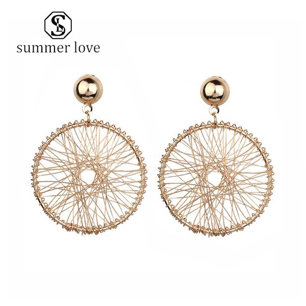 design hollow mesh earrings for women gold geometric round thread winding exaggerated pendant earring korean style valentine's day jewe, Golden;silver
design hollow mesh earrings for women gold geometric round thread winding exaggerated pendant earring korean style valentine's day jewe, Golden;silver