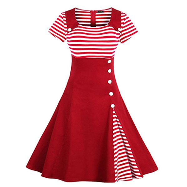 2019 women's summer stitching explosion models 50s retro good quality big skirt, Black;gray
2019 women's summer stitching explosion models 50s retro good quality big skirt, Black;gray