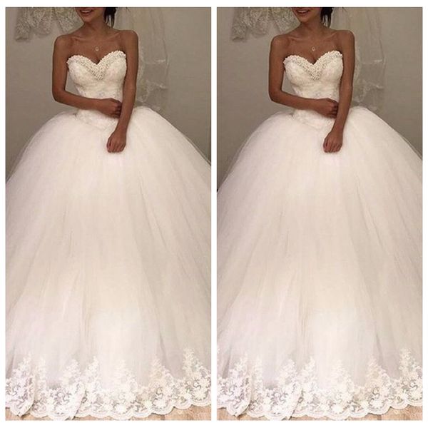 2019 sweetheart beaded ball gown tulle wedding dresses tulle long lace up back bridal gowns long vestidos de marriage, White
2019 sweetheart beaded ball gown tulle wedding dresses tulle long lace up back bridal gowns long vestidos de marriage, White