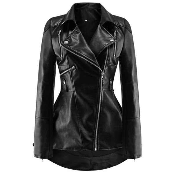 autumn female pu faux leather black jackets women-s asymmetrical notched collar suits ladies silver front short back long coats
autumn female pu faux leather black jackets women-s asymmetrical notched collar suits ladies silver front short back long coats