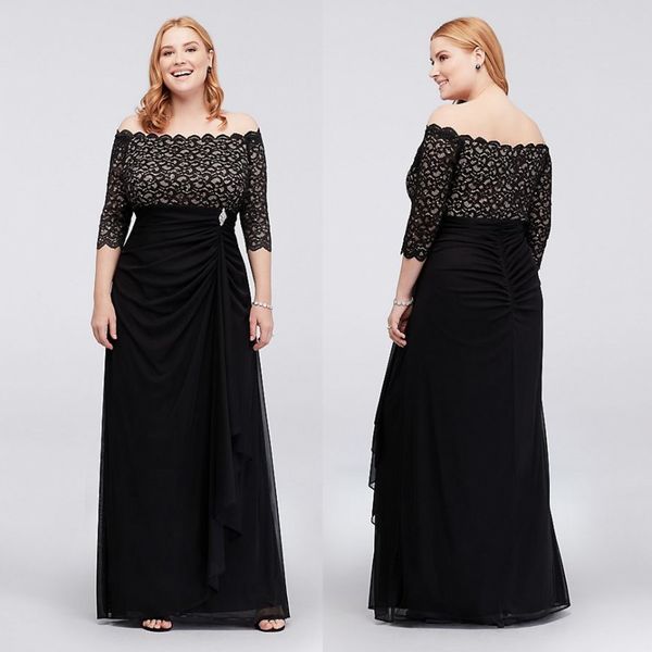 black plus size lace mother of the bride dresses off the shoulder a line wedding guest dress floor length chiffon evening gowns, Black;red
black plus size lace mother of the bride dresses off the shoulder a line wedding guest dress floor length chiffon evening gowns, Black;red