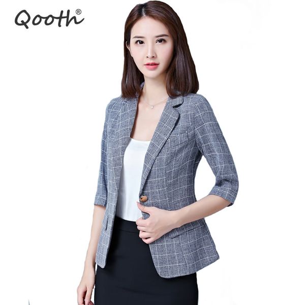 qooth women plaid blazers and jackets suit ladies 3/4 sleeve work wear blazer plus size casual female outerwear coat qh1036, White;black
qooth women plaid blazers and jackets suit ladies 3/4 sleeve work wear blazer plus size casual female outerwear coat qh1036, White;black