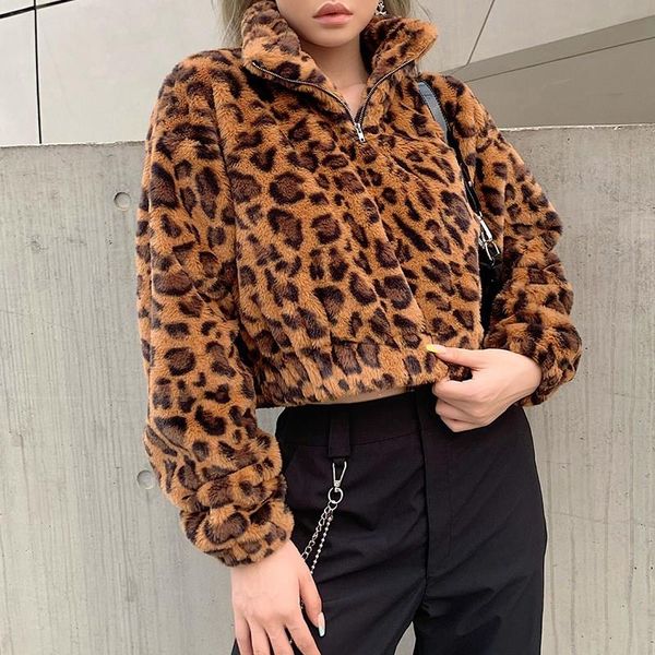 women winter long sleeve leopard sweatshirt zipper turtleneck cropped hoodie casual faux fur short pullover, Black
women winter long sleeve leopard sweatshirt zipper turtleneck cropped hoodie casual faux fur short pullover, Black