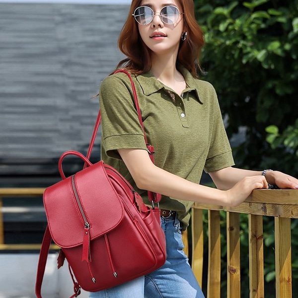 2020 new female backpack red casual ladies pu leather bagpack waterproof women durable back pack solid color
2020 new female backpack red casual ladies pu leather bagpack waterproof women durable back pack solid color