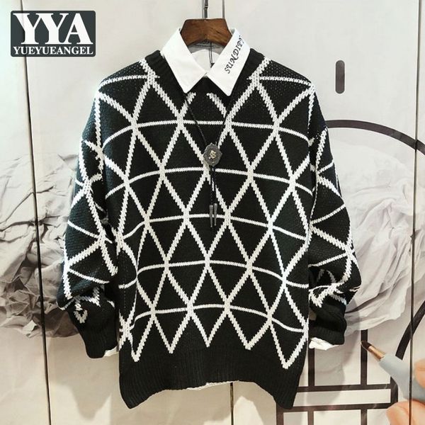 spring autumn o-neck loose fit mens geometric pattern pullover long sleeve knitting vintage casual regular plaid sweater, White;black
spring autumn o-neck loose fit mens geometric pattern pullover long sleeve knitting vintage casual regular plaid sweater, White;black
