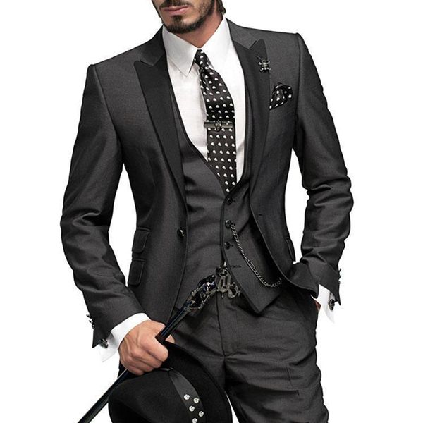 charcoal italian groom tuxedo wedding suit for men jacket+pants+vest wedding tuxedo business formal groomsmen suit, White;black
charcoal italian groom tuxedo wedding suit for men jacket+pants+vest wedding tuxedo business formal groomsmen suit, White;black