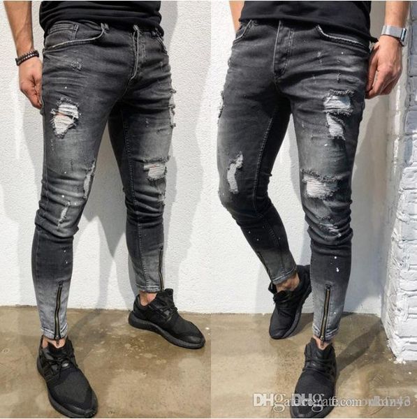 youth hole personality mens pants gray foot zipper designer male jeans casual fashion elasticity pencil pants, Blue
youth hole personality mens pants gray foot zipper designer male jeans casual fashion elasticity pencil pants, Blue