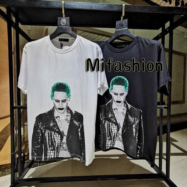 2020 spring summer europe hip hop luxury hd print joker clown in leather jacket tee tshirt men women short sleeve cotton t shirt, White;black
2020 spring summer europe hip hop luxury hd print joker clown in leather jacket tee tshirt men women short sleeve cotton t shirt, White;black