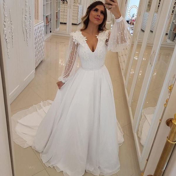 2019 дешевые лето boho белый свадебные платья поэт sheer длинными рукавами v шеи аппликациями pearls люкс сад пляж свадебные платья, White
2019 дешевые лето boho белый свадебные платья поэт sheer длинными рукавами v шеи аппликациями pearls люкс сад пляж свадебные платья, White