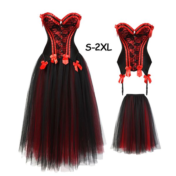 women corsets and bustiers gothic strapless corselet waist training long skirt tutu party dress clubwear halloween costume, Black;white
women corsets and bustiers gothic strapless corselet waist training long skirt tutu party dress clubwear halloween costume, Black;white