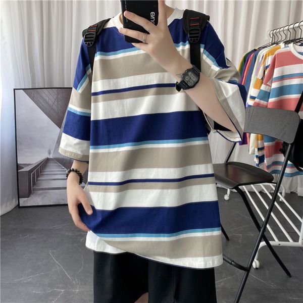 summer striped t shirt men's fashion hit color cotton casual t-shirt men streetwear wild loose korean short-sleeved tshirt mens, White;black
summer striped t shirt men's fashion hit color cotton casual t-shirt men streetwear wild loose korean short-sleeved tshirt mens, White;black