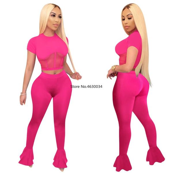 2020 women set two pieces sets summer tracksuits short sleeve mesh hollow out +flare pants suit fitness outfits, White
2020 women set two pieces sets summer tracksuits short sleeve mesh hollow out +flare pants suit fitness outfits, White
