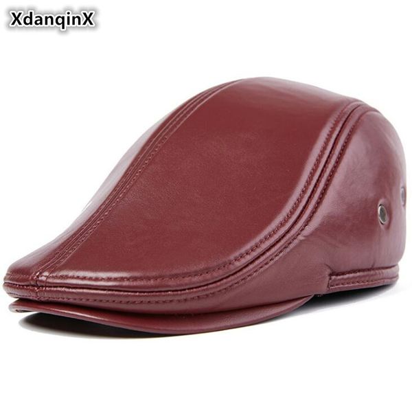 xdanqinx autumn winter women's genuine leather hat sheepskin leather berets men's warm tongue caps simple fashion earmuffs caps, Blue;gray
xdanqinx autumn winter women's genuine leather hat sheepskin leather berets men's warm tongue caps simple fashion earmuffs caps, Blue;gray