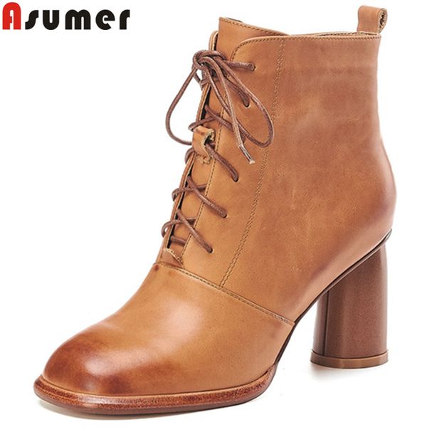 asumer large size 34-44 fashion ankle boots square toe lace up genuine leather boots thick high heels ladies prom 2020, Black
asumer large size 34-44 fashion ankle boots square toe lace up genuine leather boots thick high heels ladies prom 2020, Black