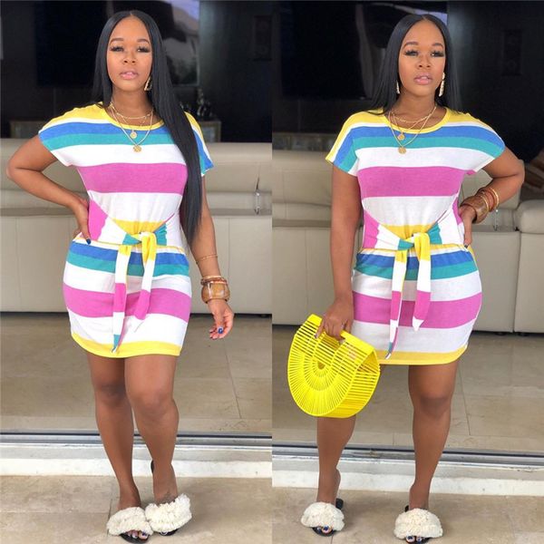 Rainbow Printed Designer Womens Dresses Sashes Lovely O Neck Cotton Womens Dresses Short Sleeve Summer Casual Womens Clothing New Arrival
Rainbow Printed Designer Womens Dresses Sashes Lovely O Neck Cotton Womens Dresses Short Sleeve Summer Casual Womens Clothing New Arrival