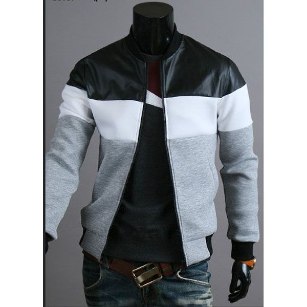 men's fashion stitching design men's jacket casual jacket, Black;brown
men's fashion stitching design men's jacket casual jacket, Black;brown
