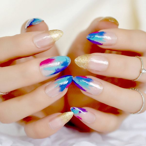 colorful wash painting pointed stiletto french false nail art tips clear gold glitter chinese style fake nails press daily wear, Red;gold
colorful wash painting pointed stiletto french false nail art tips clear gold glitter chinese style fake nails press daily wear, Red;gold