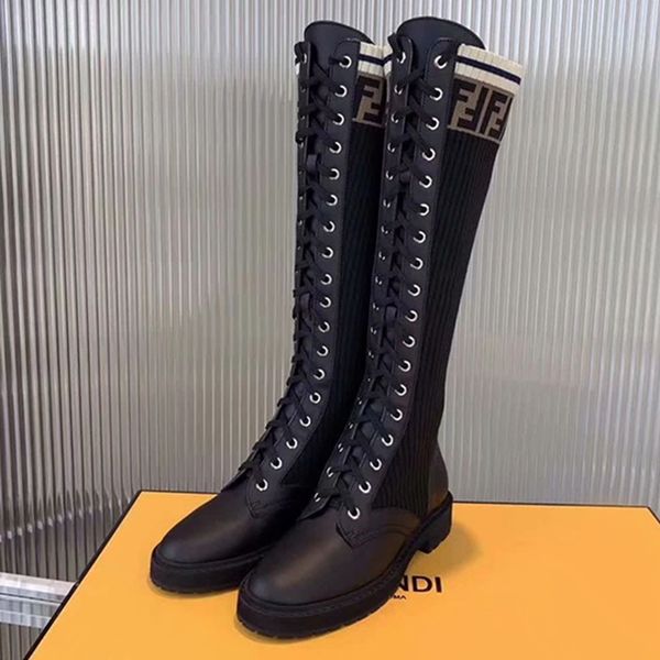 2020 new autumn and winter leather stitching high boots women's straps wild socks boots authentic flat knit simple boots, Black
2020 new autumn and winter leather stitching high boots women's straps wild socks boots authentic flat knit simple boots, Black